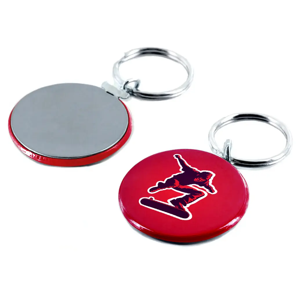 1" Round Custom Keychain — Direct Split Ring