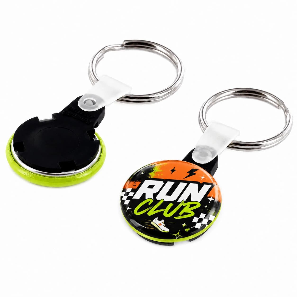 1" Round Custom Keychain — Versa-Back Split Ring with Tab