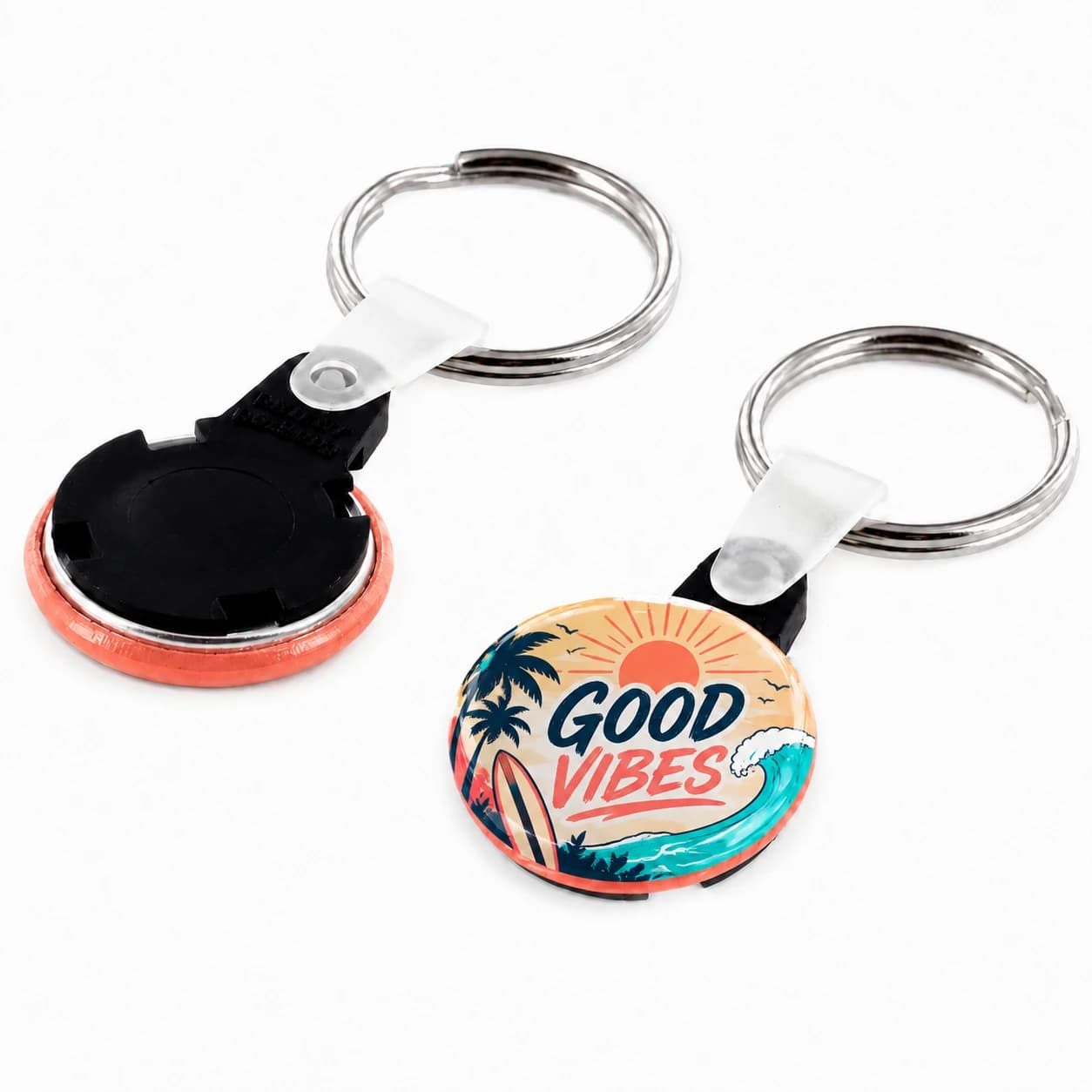 1.25" Round Custom Keychain — Versa-Back Split Ring with Tab