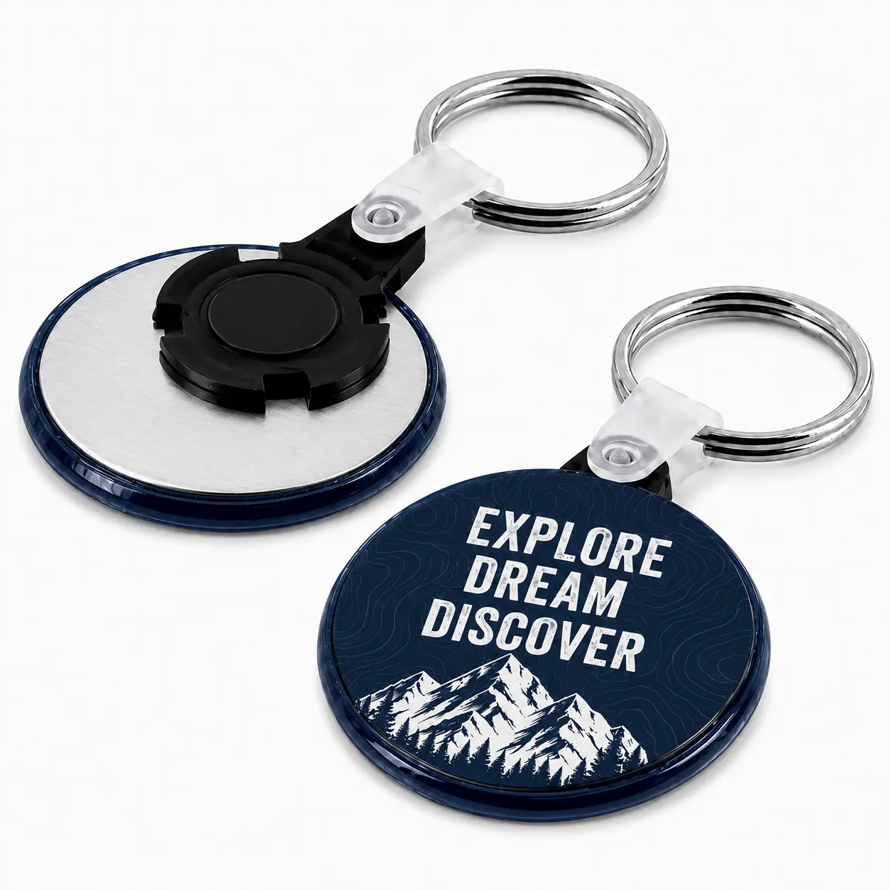 1.5" Round Custom Keychain — Split Ring with Tab